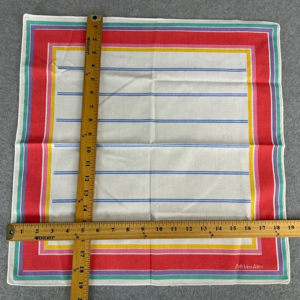 Bob Van Allen 9 Piece Tablecloth Placemats Napkins Set Colorful Stripe Vintage